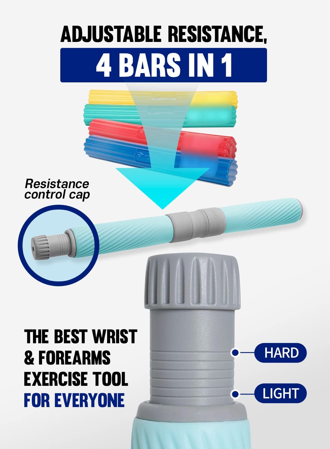 GD Twist Grip Adjustable Resistance Bar for Wrist Strength, Relieves Tendonitis Pain & Improve Grip Strength, Forearm Strength Trainer, Hand Exerciser Bars, Wrist and Elbow Strengthener, Multi-Flex
