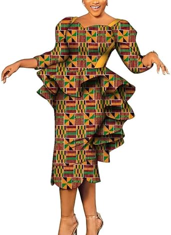 African Clothing for Woman Strapless with Tail Pleated Blouse Top and Cover Knee Skirt Suits Print Lady Party Dress