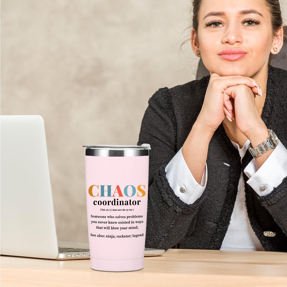 Chaos Coordinator Tumbler Thank You Gifts Water Bottle Double Wall Travel Coffee Mug Stainless Steel Vacuum Insulated Thermal Cup Boss Lady Gifts for Women Secretary Boss Mom Birthday Christmas - Image 4