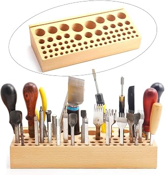 QMNNMA 68 Styles Leather Holder Tool Wooden, Leather Tool Storage