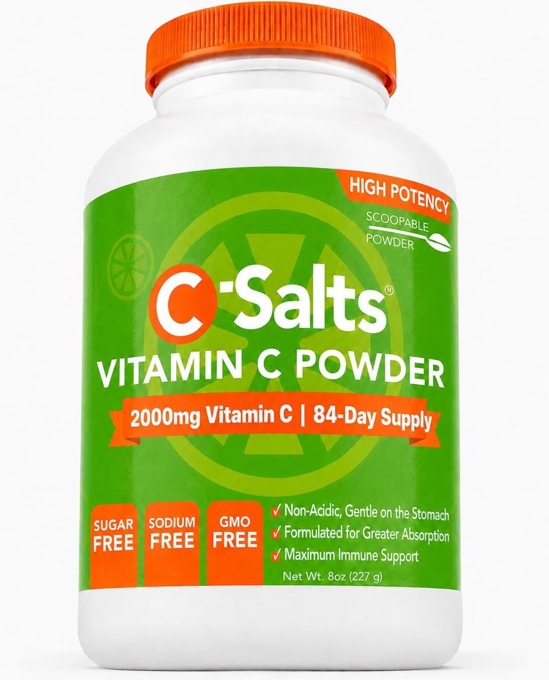 C-Salts Buffered Vitamin C Powder - Pure Organic, Stomach Friendly Ascorbic Acid VIT C Drink for Daily Immune Support & Collagen Production - Vegan Non GMO Sugar Free - 84 Servings Original, 8oz