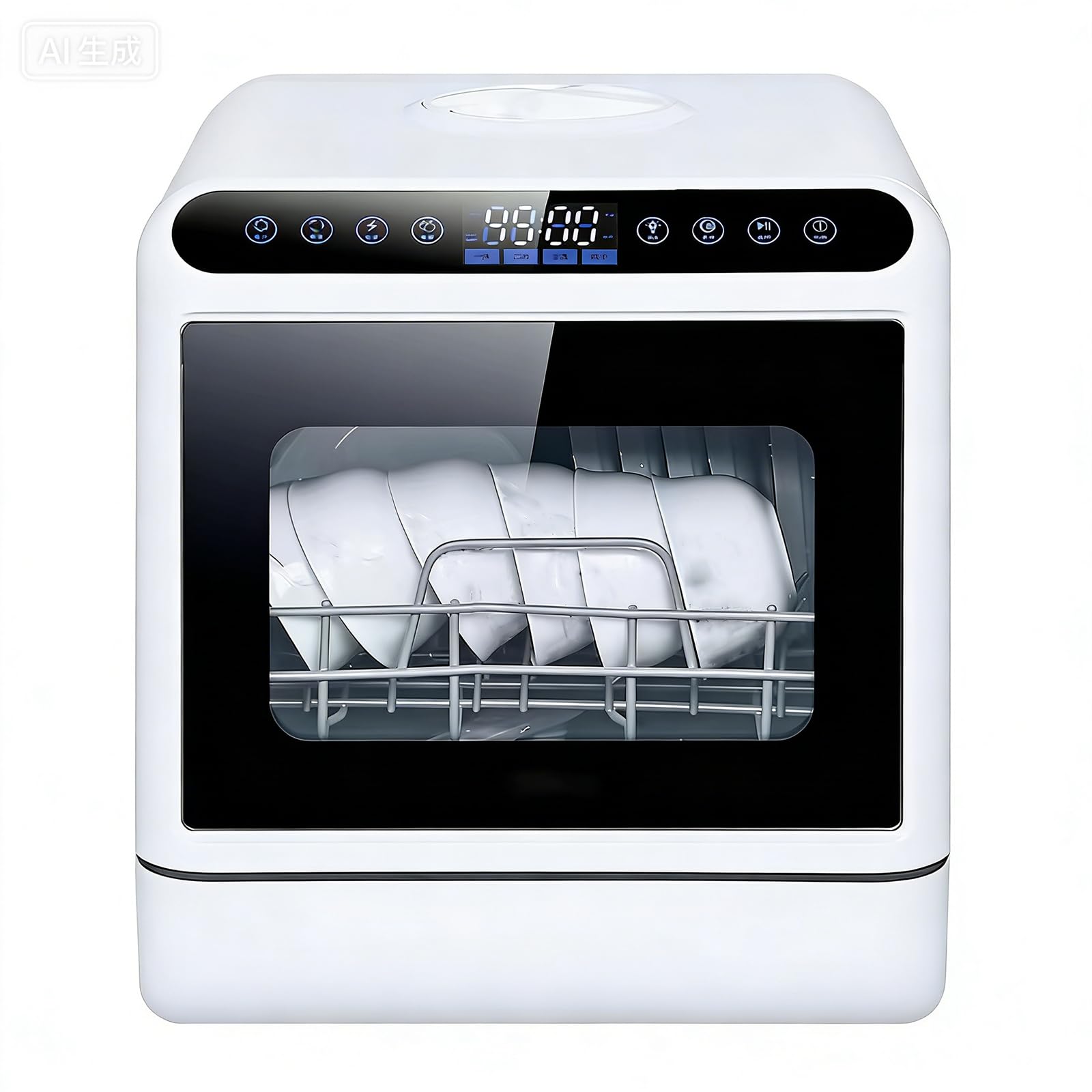 Lavavajillas De Sobremesa,Minilavavajillas Sobremesa Compacto 5L,Con Brazos Rociadores 360°,DiseñO Para Encimera,Cuenta Con Doble Modo Suministro Agua Control TáCtil,Ideal Familias PequeñAs Parejas(46