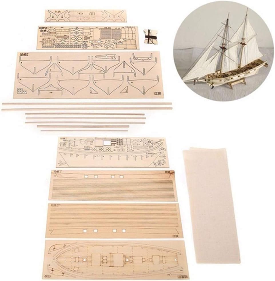 FQRDKT Maquettes de Bateaux En Bois, Kit de Maquette de Voilier à Monter Soi -même, Jouet pour Enfants, Or