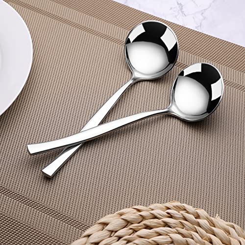 Obstnny 6 Piece Gravy Spoon Stainless Steel, Round Soup Spoons Gravy Ladle #TOP3