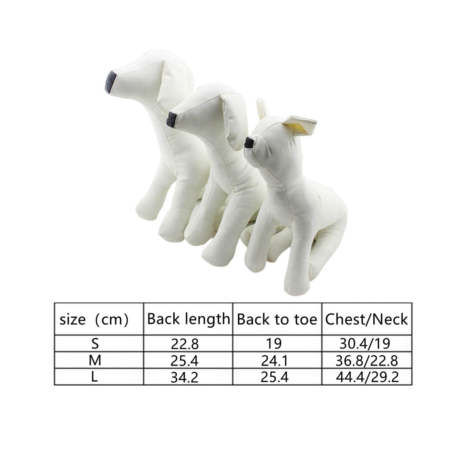 perfk Mannequins de Chien en Cuir PU, modèles de Chien Jouet Doux Grand Cintre Support de vêtements pour Animaux de Compagnie Mannequin Mannequin, Taille S Blanc