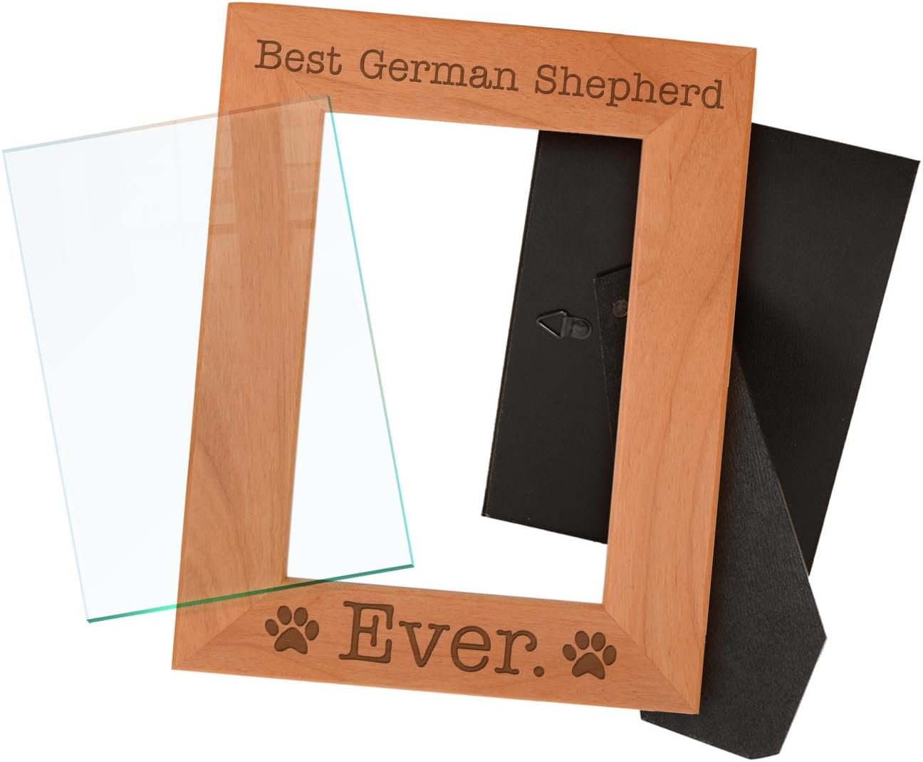 ThisWear German Shepherd Frame Best German Shepherd Ever Natural Wood Engraved 5x7 Portrait Picture Frame Wood