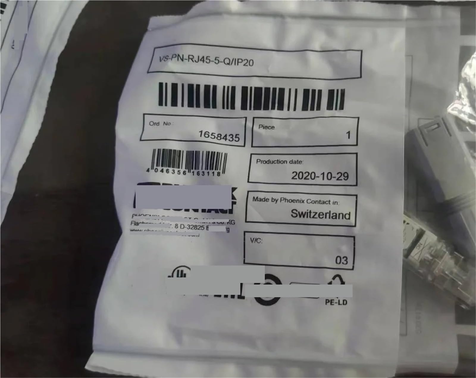 1658435 VS-PN-RJ45-5-Q/IP20 Connecteur RJ45 4p 100 Mbps CAT5