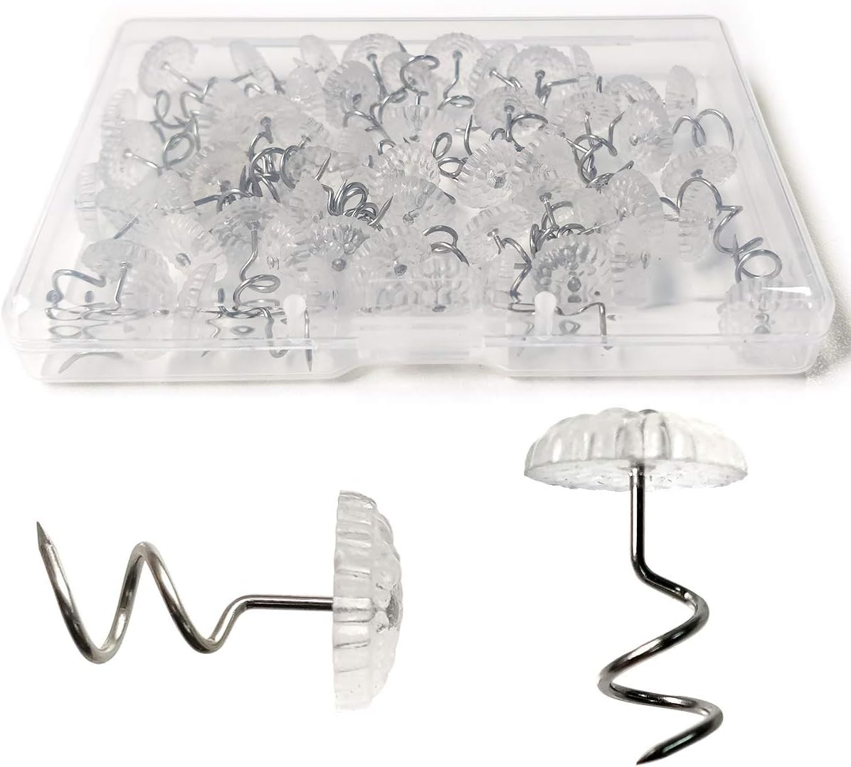 TTSAM Twist Pins with Clear Heads, Ideas Bedskirt Pins for Holds Bedskirts, Drapes, Slipcovers and Other Fabric and Materials Securely in Place(Pack of 50)