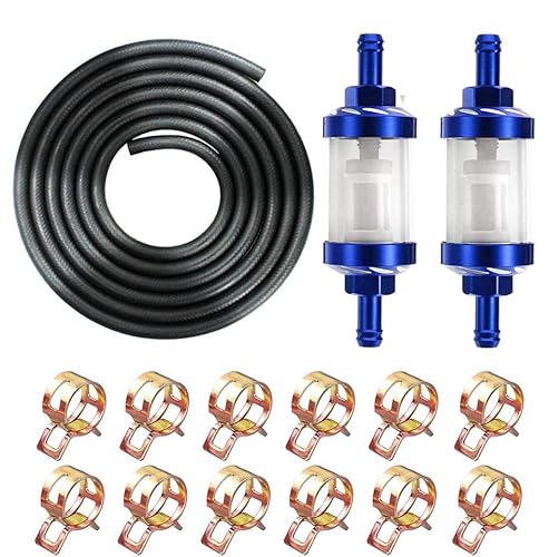 Youery 2 pcs Filtres à carburant Filtre à essence Combustible Essence Filtre à l'huile Et Lavable En Alliage De Filtre à Carburant Accessoires de Moto(Bleu) Cover