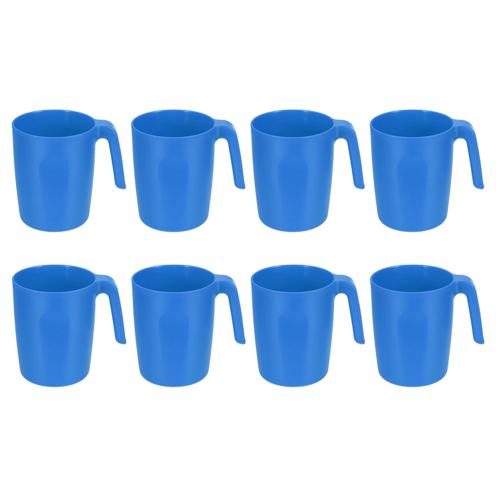 sourcing map Set of 8 450ml Plastic Coffee Mugs, Unbreakable Coffee Mugs, Reusable Microwave Dishwasher Safe Drinking Cups with Handle for Tea Milk Juice Kitchen Camping, Blue — image 1