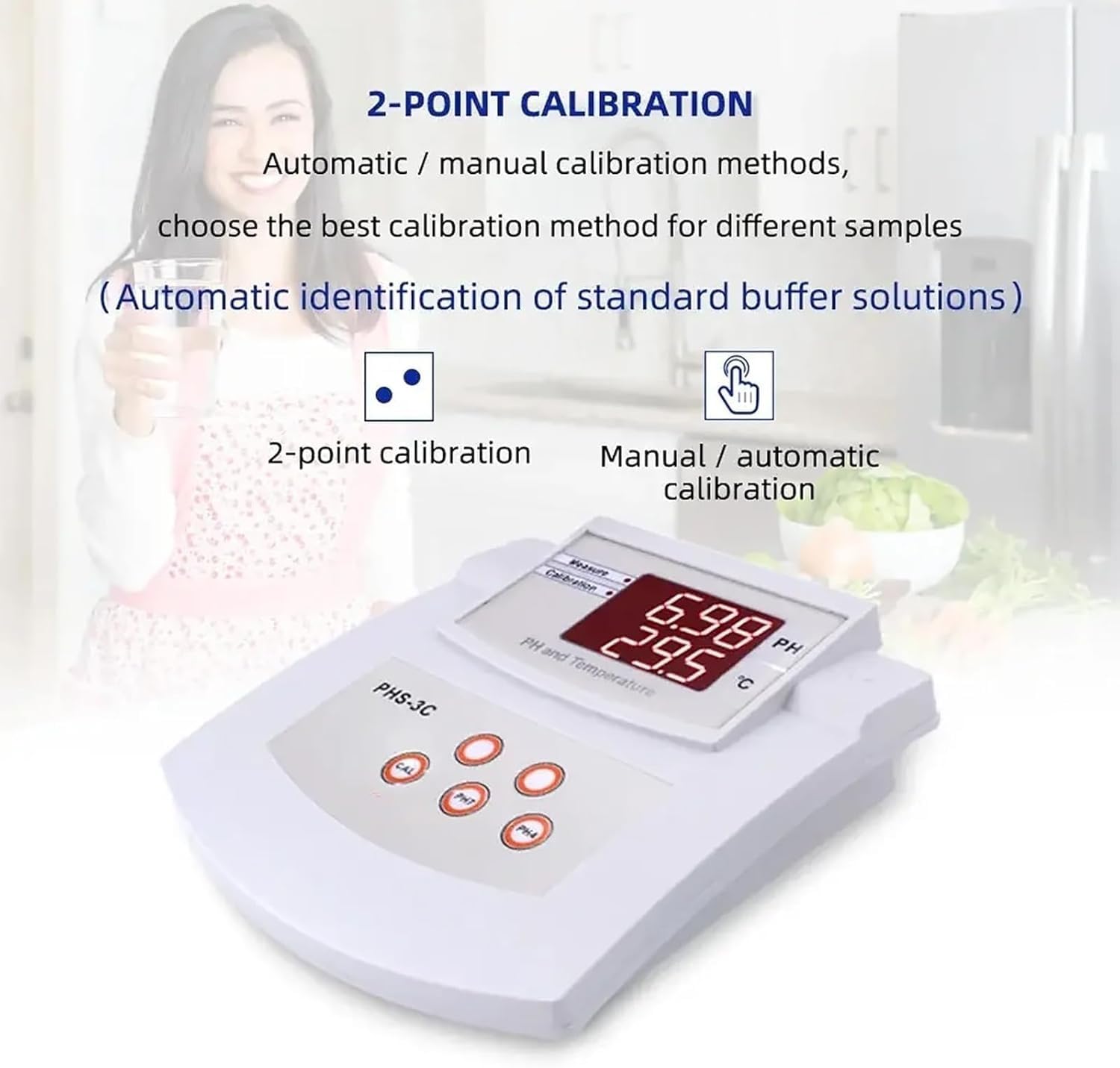 Misuratore Di Acidità Da Tavolo Con Calibrazione Automatica, A 2 Punti, PHmetro Laboratorio, Precisione ±0,01 PH E Elettrodi Per PH/temperatura