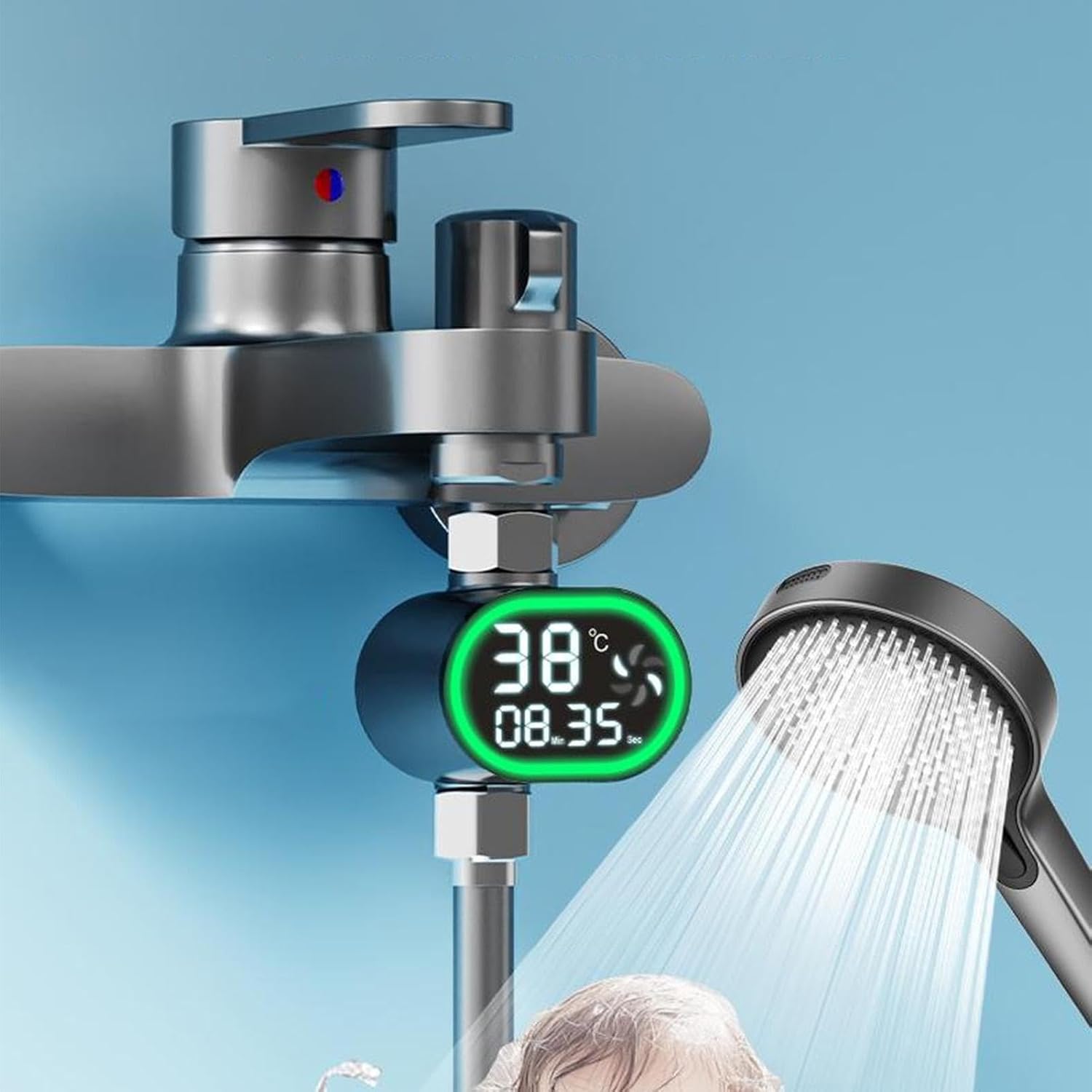 Shower Water Temperature Monitor Splash-Proof Precision LED Digital Display
