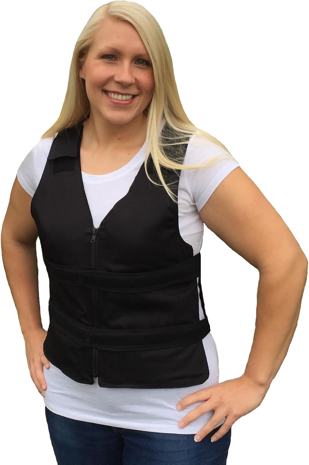 Polar Products Adjustable Zipper Cooling Vest for Men and Women with Kool Max Packs or Cool58 Phase Change Cooling Packs