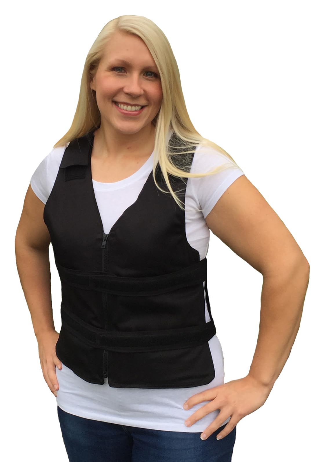 Polar Products Adjustable Zipper Cooling Vest for Men and Women with Kool Max Packs or Cool58 Phase Change Cooling Packs