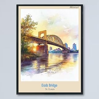 Vintage Travel Poster - Missouri Print -St. Louis Art - Eads Bridge Art - Gift for Men, Women, Travel Lover - Decor for Bedroom, Living Room, Country Poster Canvas Iqu8zs