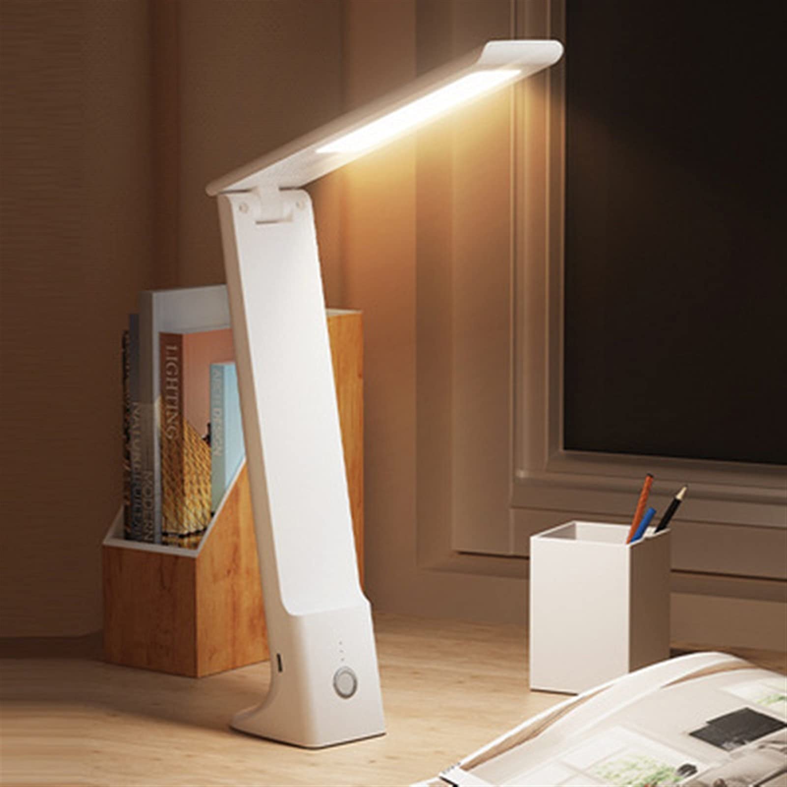 lampka do czytania, Lampa biurkowa z możliwością ładowania przez USB, bezstopniowa, składana, lampka do czytania w biurze, dotykowy włącznik