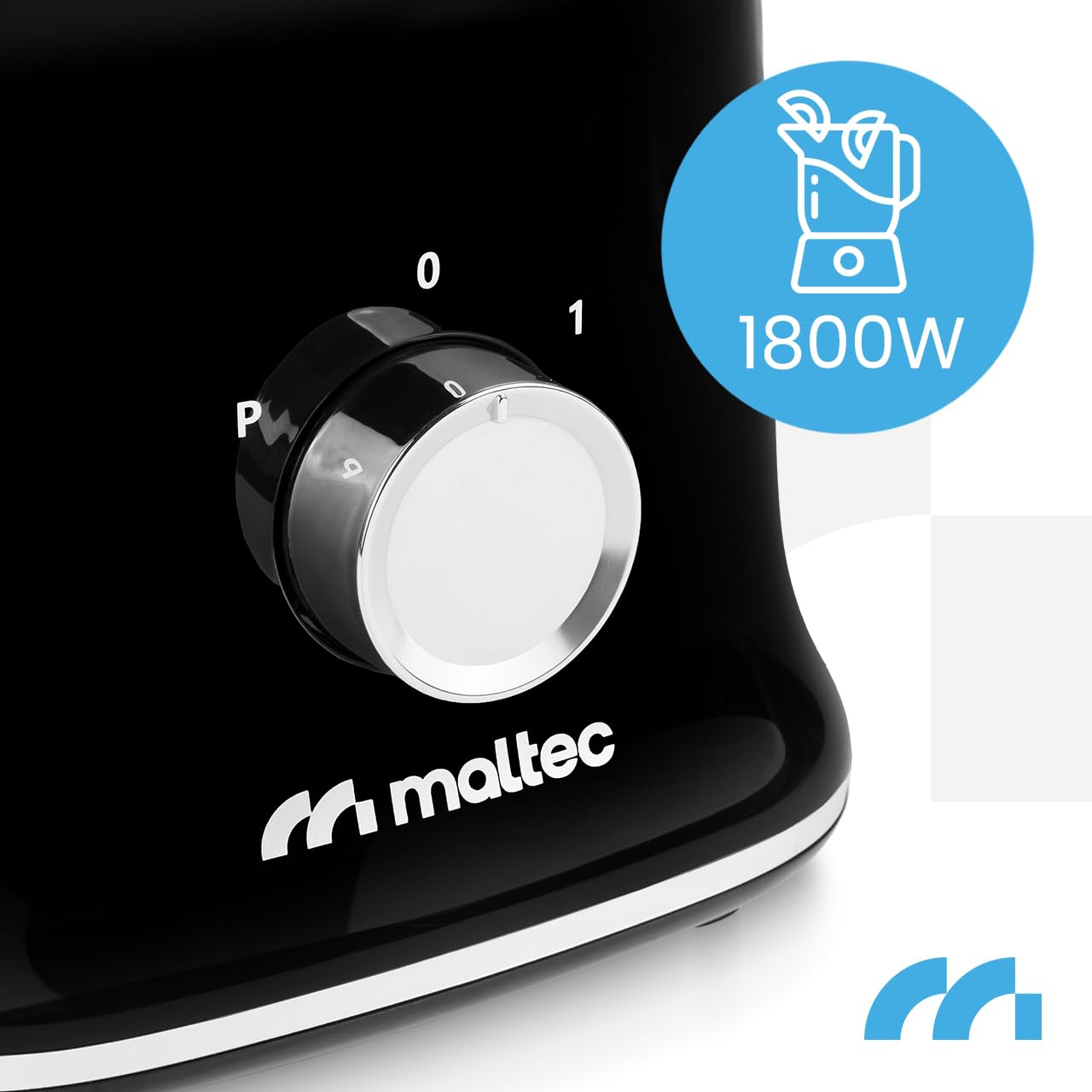 MalTec Standmixer Glas Smoothie Maker für Cocktails BL1800W Blender, Mühle,2 Bidons 1,6l Schwarz