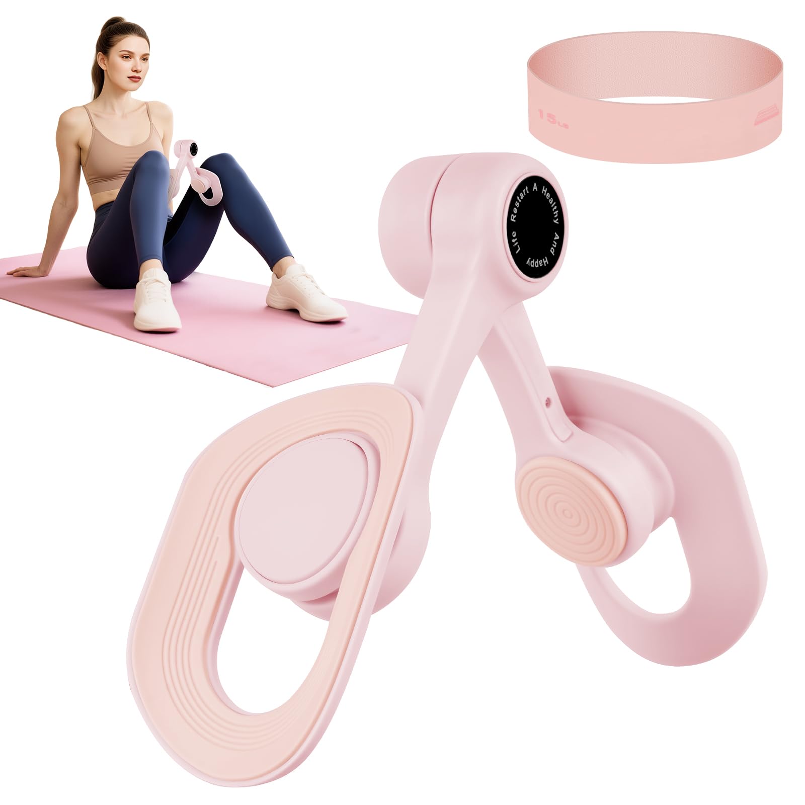 AYESY Pelvic Floor Trainer for Women,Inner Thigh Muscle Master Exercise Devices,360 Degree Rotation,Anti Slip Design,Leg Inner Thigh Exercise Equipment for Home(Pink)