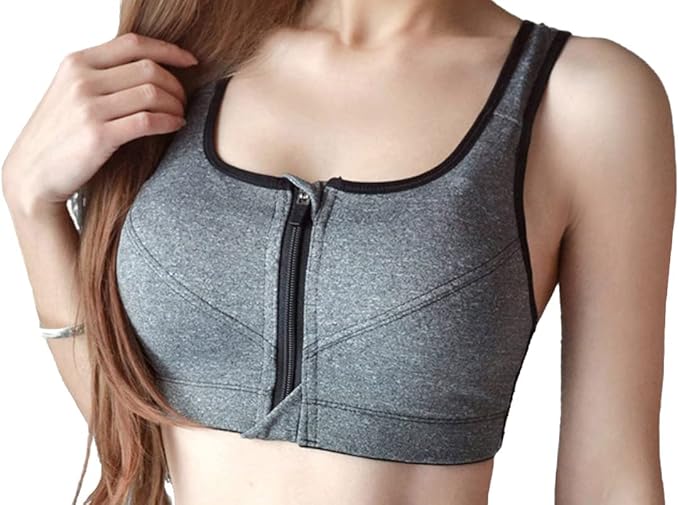 Amazon ドットレートル スポーツ ブラ ウェア サポート 揺れない 前開き ノンワイヤー ヨガ フィットネス ランニング レディース スポブラ ブラジャー 黒 灰 ブラック グレー かわいい おしゃれ お洒落 ウエア ナイト かっこいい ダイエット 無地 シンプル ダンス