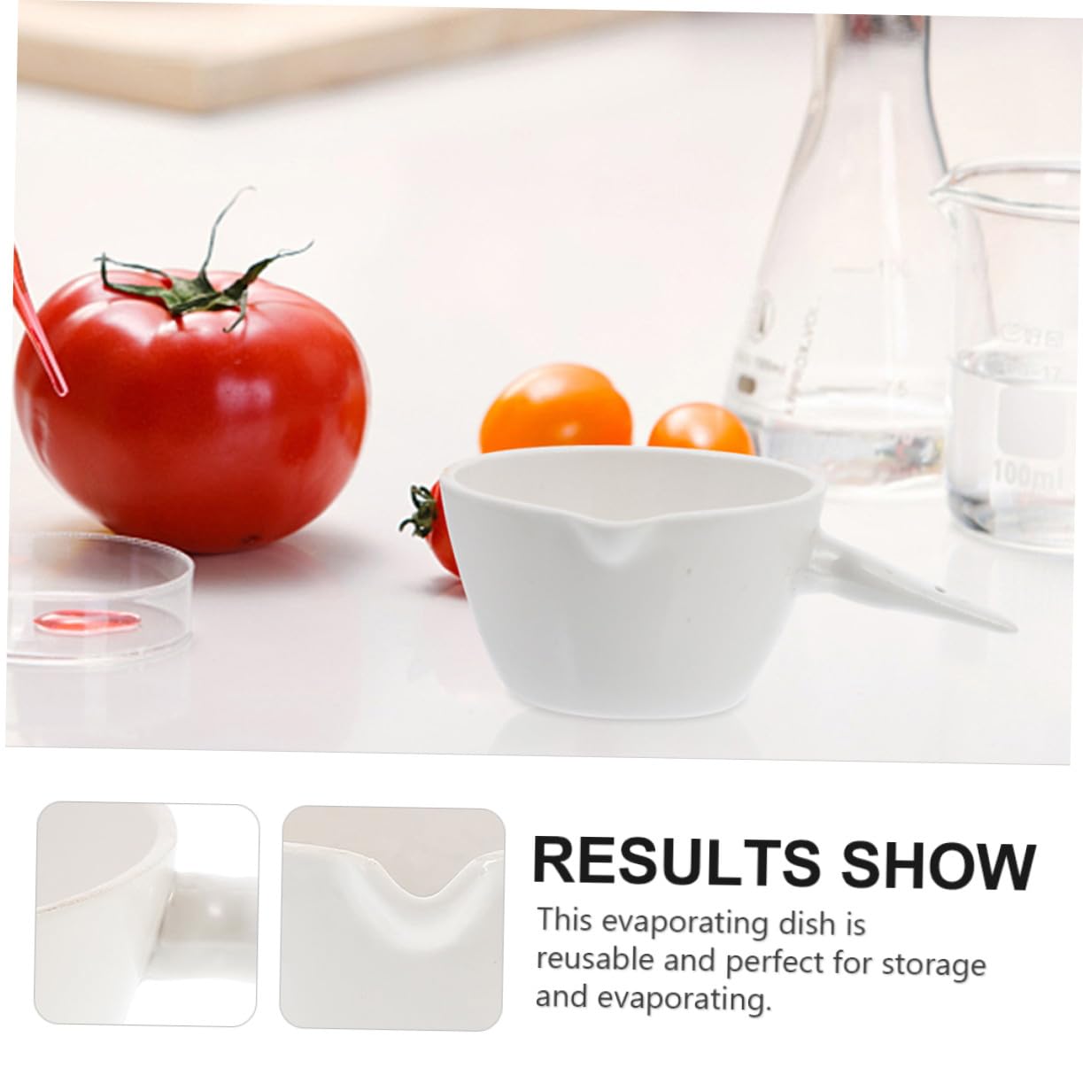 Heat-Resistant Round Laboratory Evaporating Basin with Handle Ceramic Evaporation Dish Surface Area for Safe Heating and Reusable Storage
