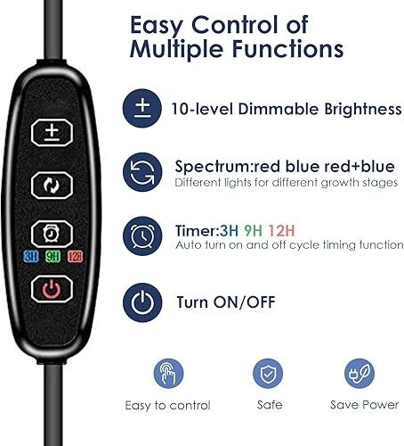 Miniatura 2 de Luz de cultivo de plantas, luz LED de espectro completo para plantas de interior, lámpara de cultivo de plantas ajustable con temporizador de