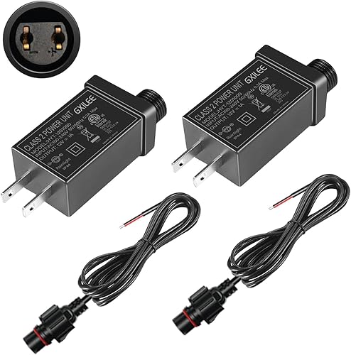 GXILEE Fuente de alimentación clase 2 12v 1A transformador de bajo voltaje para exteriores para cadena de luces de Navidad con cable de extensión