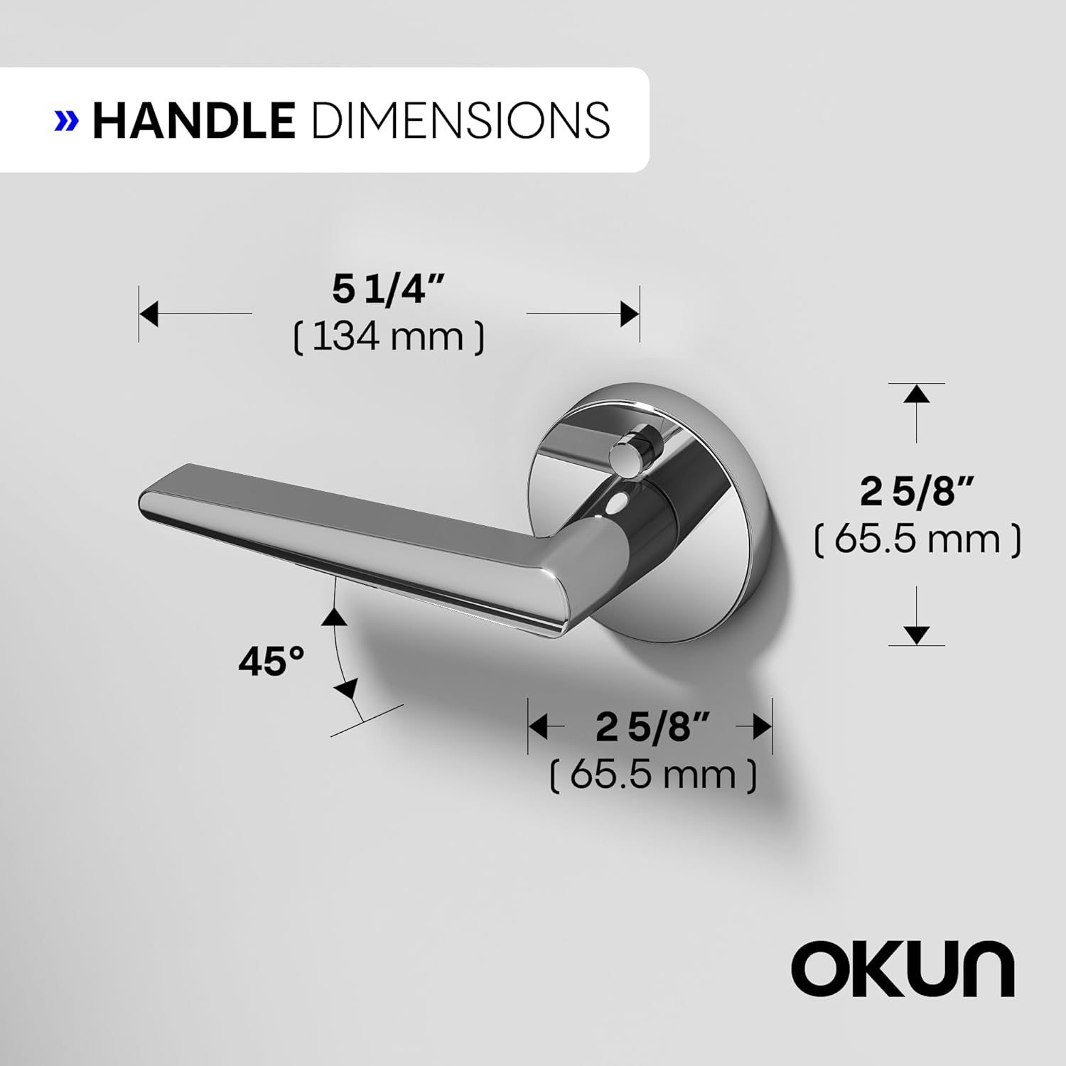 Okun Halo 1-Pack Chrome Privacy Door Levers – Push Button Lock, Reversible, Sleek Concealed-Mount Design for Bedroom & Bathroom