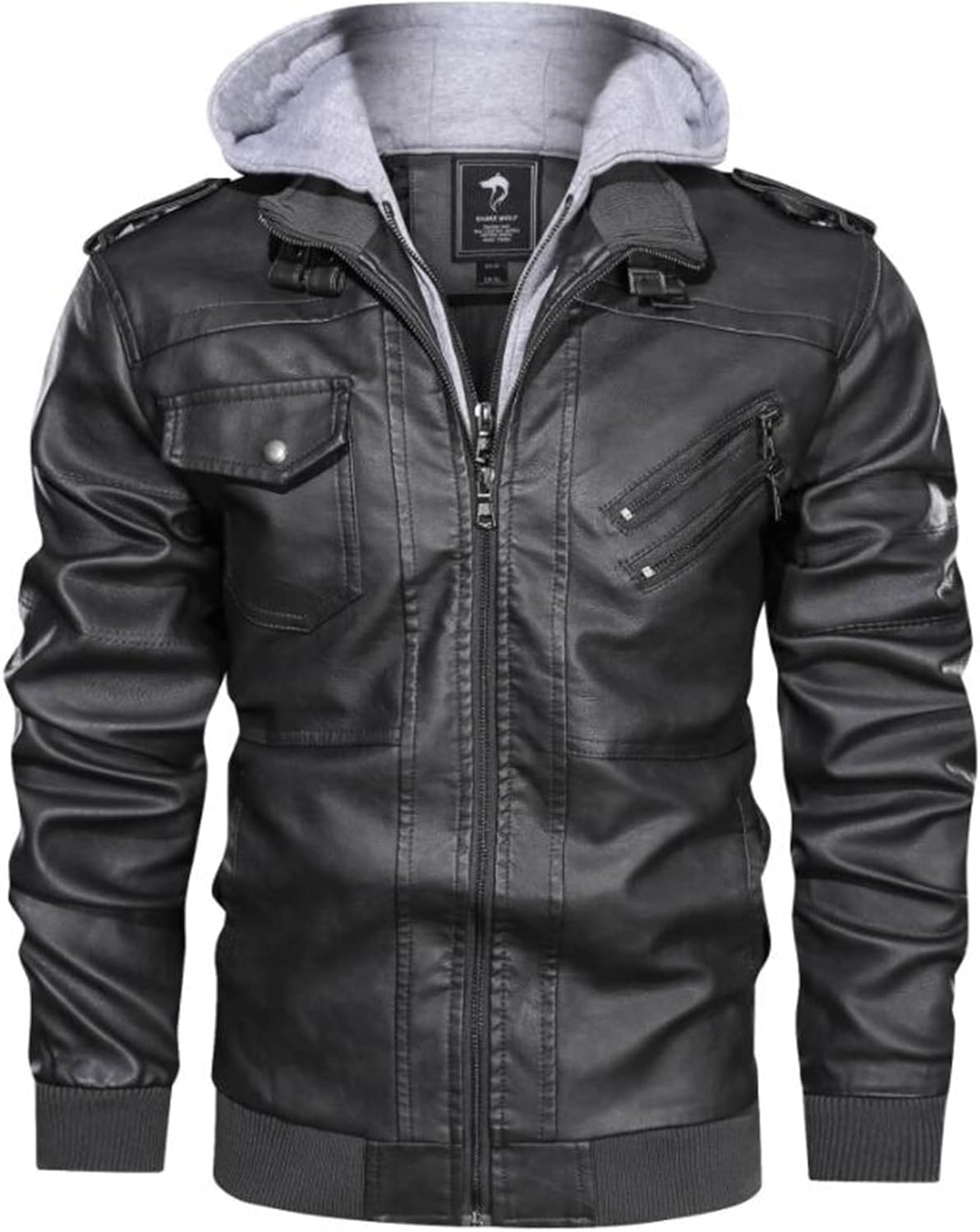 PU Leather Jacket Men Autumn Winter Casual Hat Coats Male Windproof Moto Biker Faux Leather Jackets