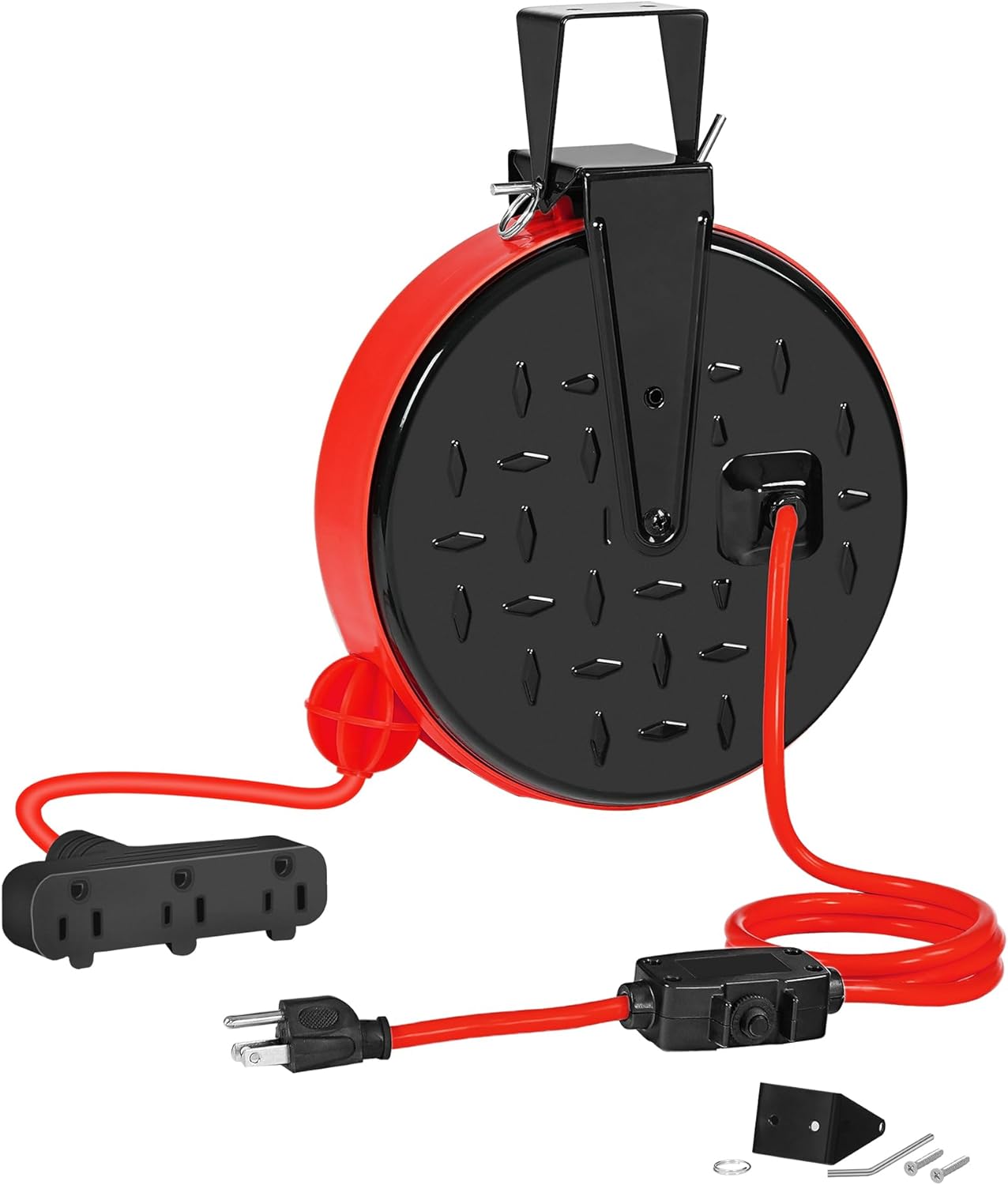 30 Ft Retractable Extension Cord Reel and 80 FT Retractable Extension Cord Reel Bundle, for Garage and Shop R30CR06-U80ACR06