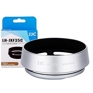 JJC LH-JXF35C Silver Metal Lens Hood for FUJINON Lens XF 35mm F2 R WR & FUJINON Lens XF 23mm F2 R WR, Replaces Fujifilm LH-XF35-2