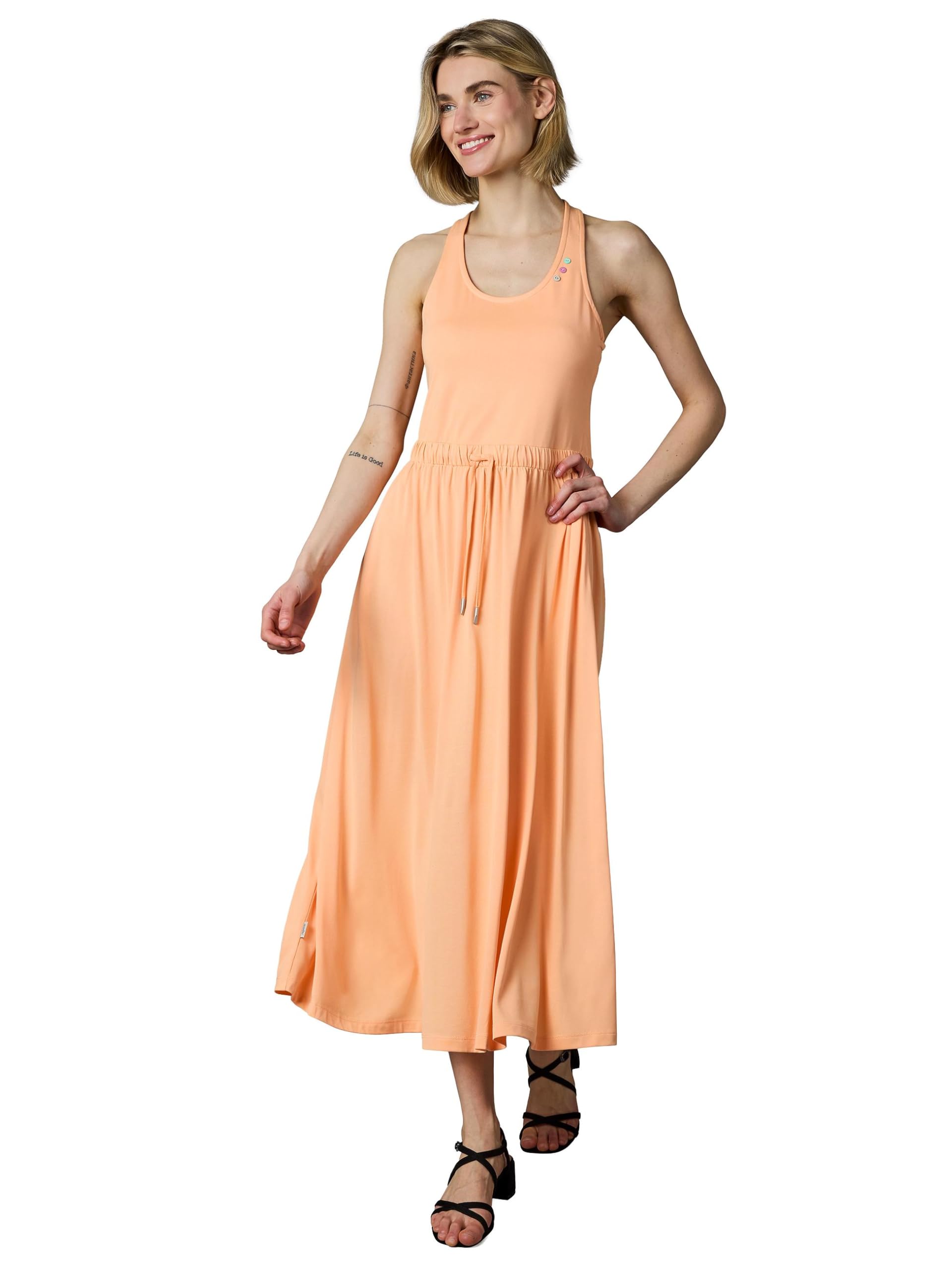 Ragwear Damen festliches Sommerkleid leichtes Midikleid mit hinten gekreuzten Trägern und Taillenzugband Mauglia YOUMODO XS-XXL