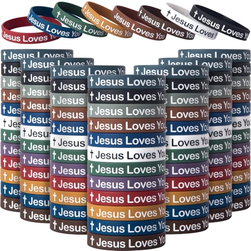 SlocciPro 36pcs Jesus Loves You Silicone Wristbands Christian Scripture