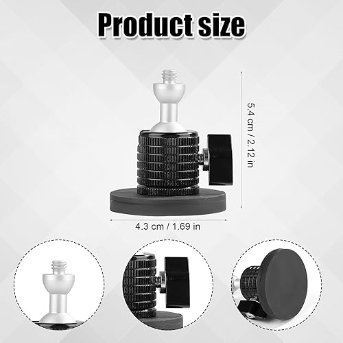 Miniatura 2 de Soporte magnético para cámara, soporte magnético de cámara de seguridad para cámaras con rosca de 1/4 de pulgada Base de montaje magnética ajustable