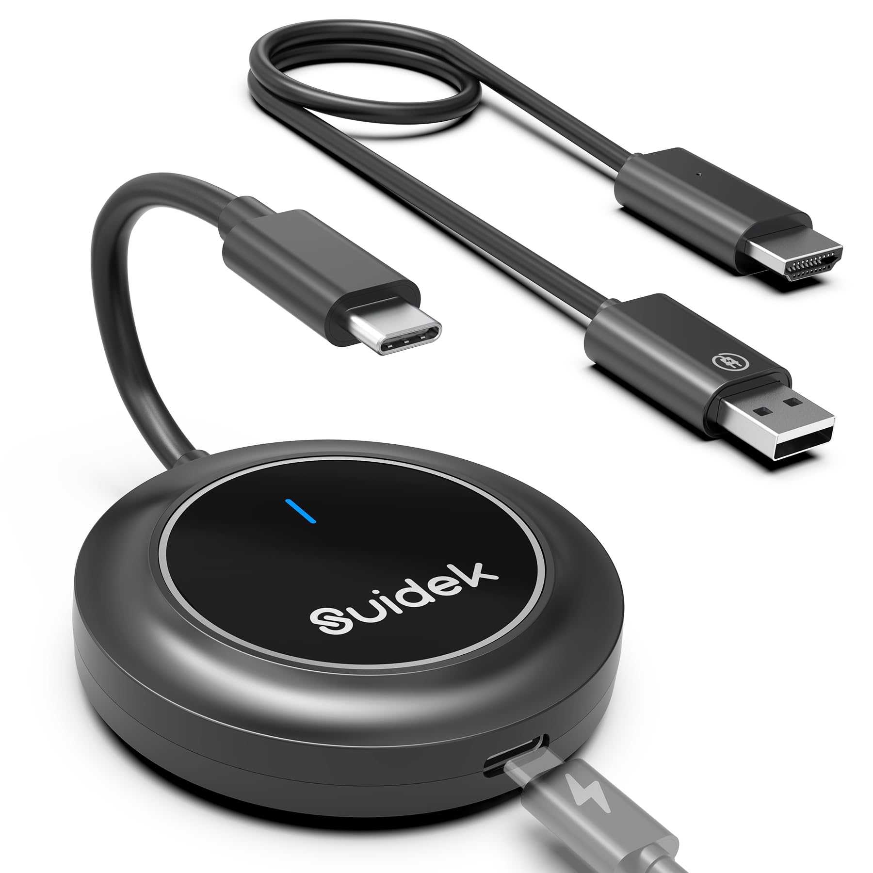 SUIDEK Trasmettitore e ricevitore HDMI wireless, Estensore USB-C a HDMI con PD3.0, Adattatore per la visualizzazione wireless per lo stream di video da telefono/laptop/fotocamera a monitor/proiettore