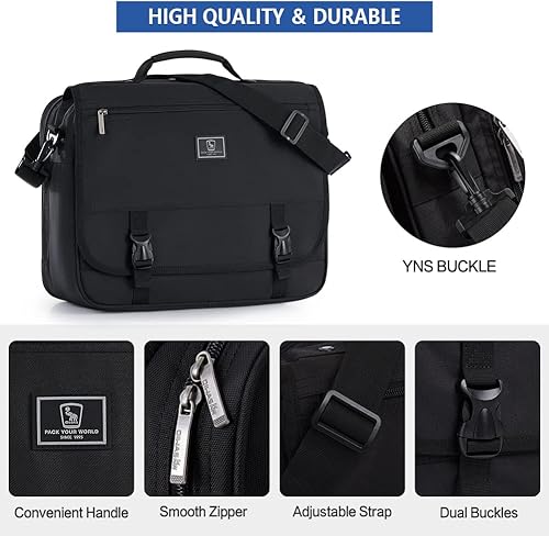 Miniatura 4 de OIWAS Bolsas de mensajero para hombres 15.6 pulgadas maletín para laptop de 15.6 pulgadas, bolso de hombro grande bolso cruzado bolso de trabajo