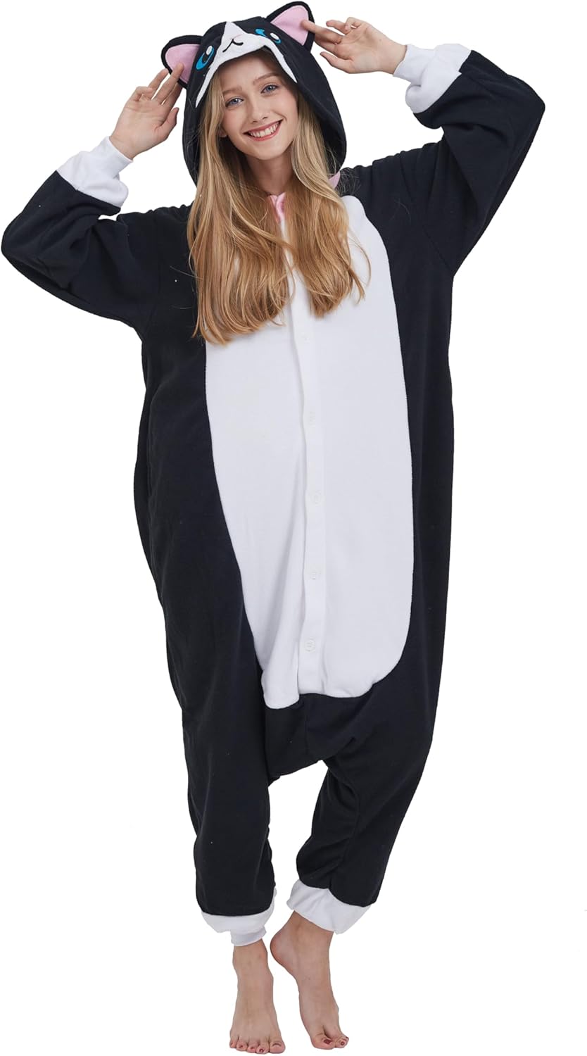 SimZoo Adult Animal Onesie Pajamas, Men and Women's Animal Cosplay Costume Sleepwear, One-Piece Unisex Homewear