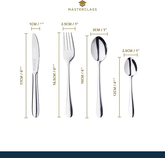 MasterClass KitchenCraft Children's Cutlery Set, Silver, 4-Piece