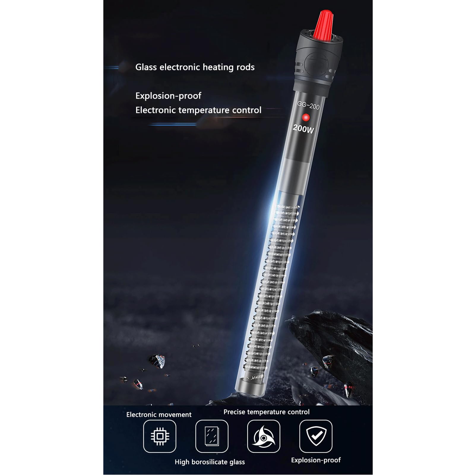 Varilla calefactora para Acuario, Tanque de Peces, Temperatura Constante automática, Varilla calefactora a Prueba de explosiones, Calentador pequeño, 25W (25W)