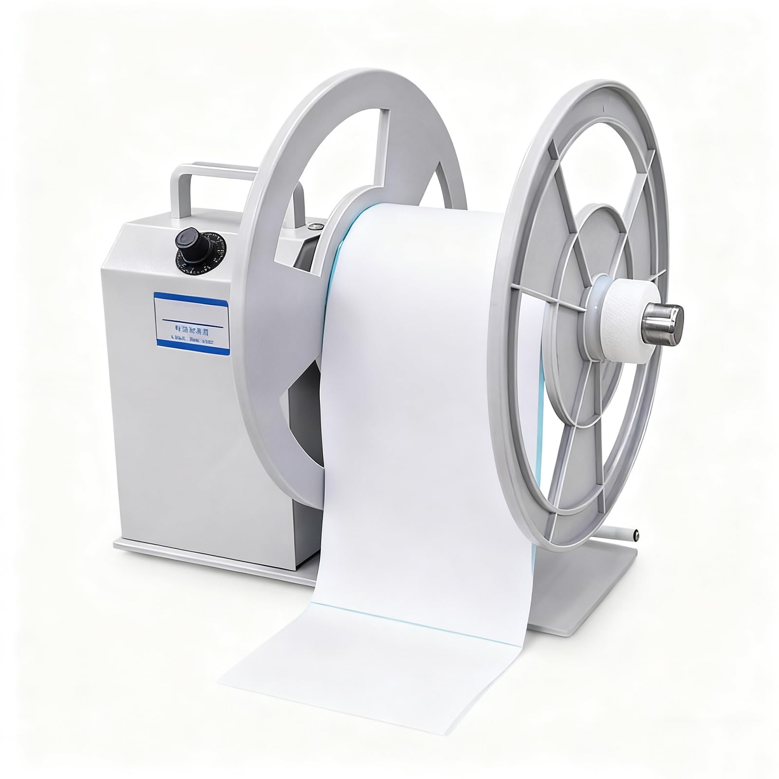 Automatyczna maszyna do przewijania etykiet, szerokość 120 mm, dwukierunkowe przewijanie do tyłu, prędkość 7,6-23 cm/s do etykiet, kodów kreskowych, naklejek samoprzylepnych