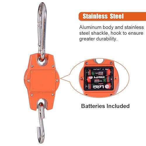 Miniatura 6 de Fuzion Báscula colgante de alta precisión, báscula de grúa resistente de acero inoxidable con pantalla LCD de 2.5 pulgadas, báscula digital de