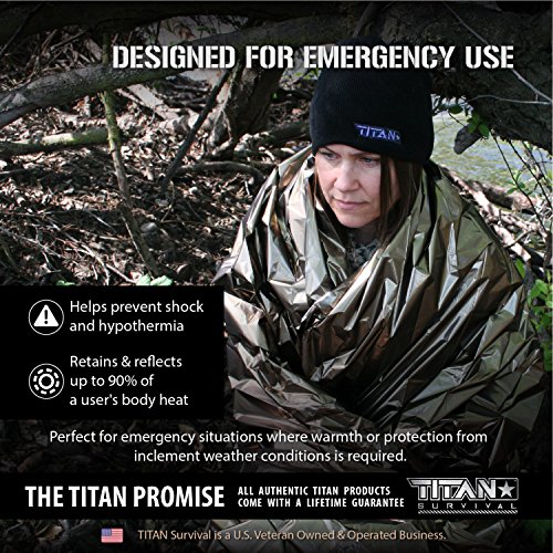 TITAN Survival Two-Sided Emergency Mylar Survival Blankets, 5-Pack (Olive-DRAB)
