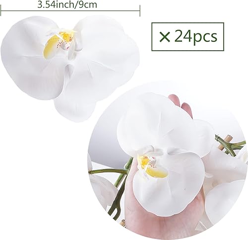 Miniatura 2 de HinyoCo 24 piezas de decoraciones de orquídeas artificiales de poliuretano de tacto real, cabezas de orquídea falsas, cabezas de flores falsas para
