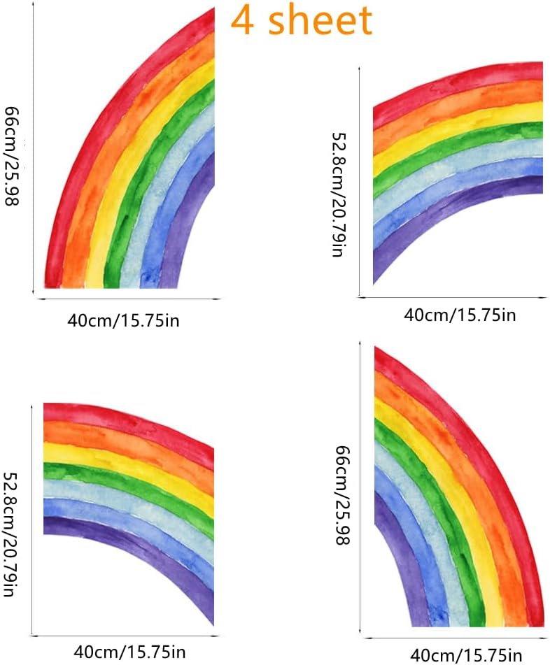 Rainbow Stickers for Wall Decals Scandinavia Wall Stickers Removable Peel and Stick Living Room Girls Bedroom Kindergarten Background Wall Decor Kids Baby Nursery Home Decoration Wall Art Murals