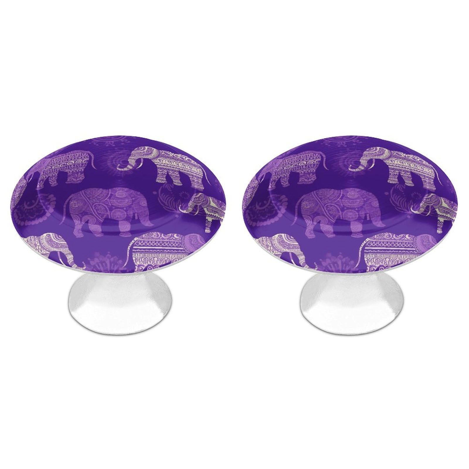 Vstadank Style Purple Elephant Drawer Knob Nice Bathroom Cabinet Knob Round Cabinet Pull Stainless Steel Cabinet Handle Circle Drawer Handle Modern Drawer Pull For Wardrobe Cupboard 2 Pcs