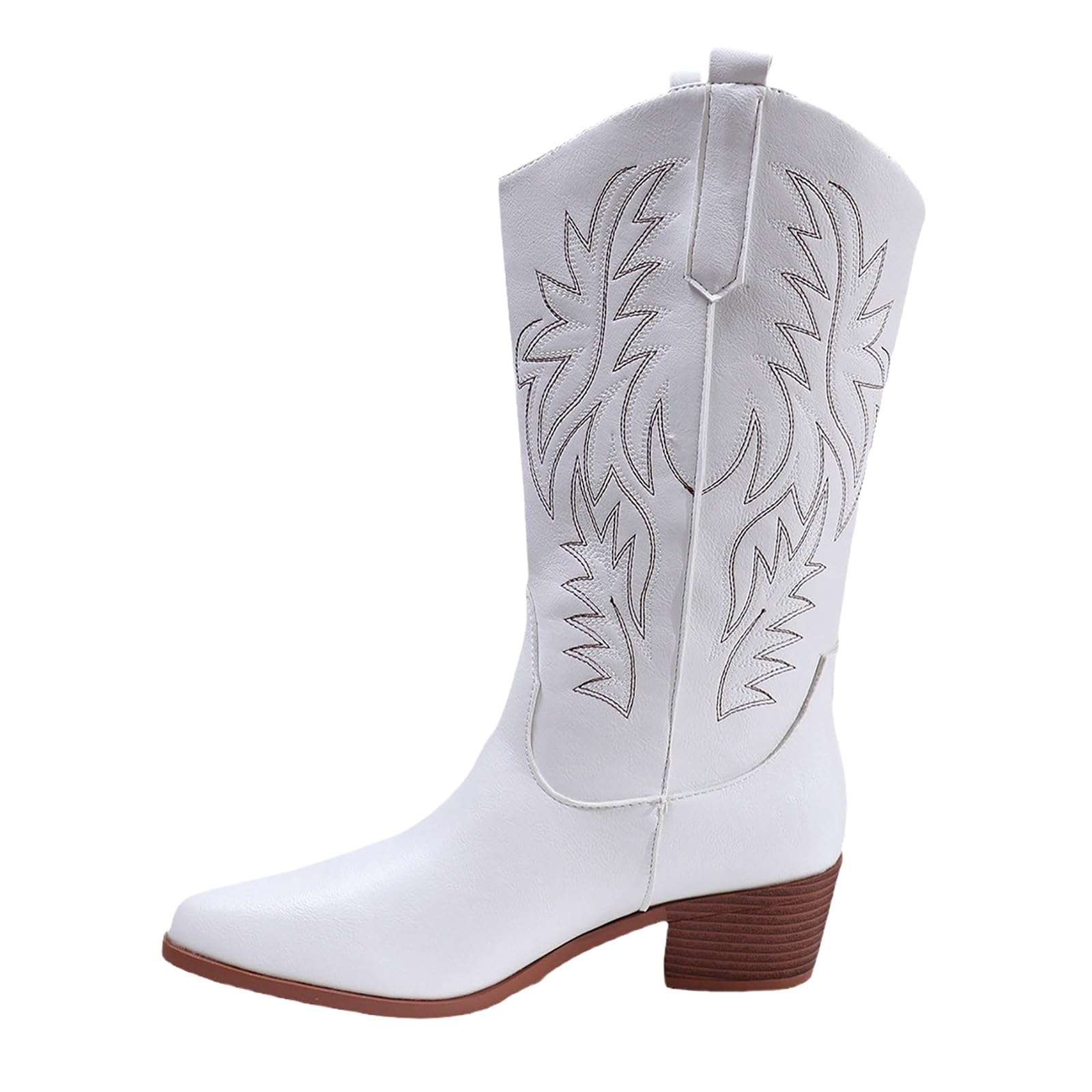 HOOUDO Stivali Texani Donna, Fashion Stivali Donna Invernali Cowboy Western Texani Scarpe da Punta Camperos Etnici Stivaletti Estivi Camperos Pelle