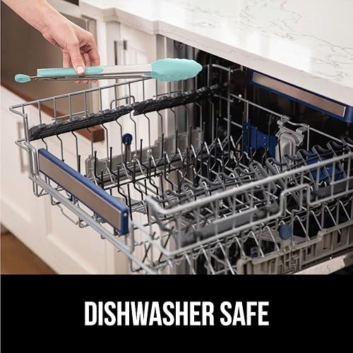 Miniatura 7 de GORILLA GRIP Pinzas de cocina de acero inoxidable resistentes al calor para cocinar, 9 + 12 pulgadas, juego de 2 pinzas para barbacoa, punta de