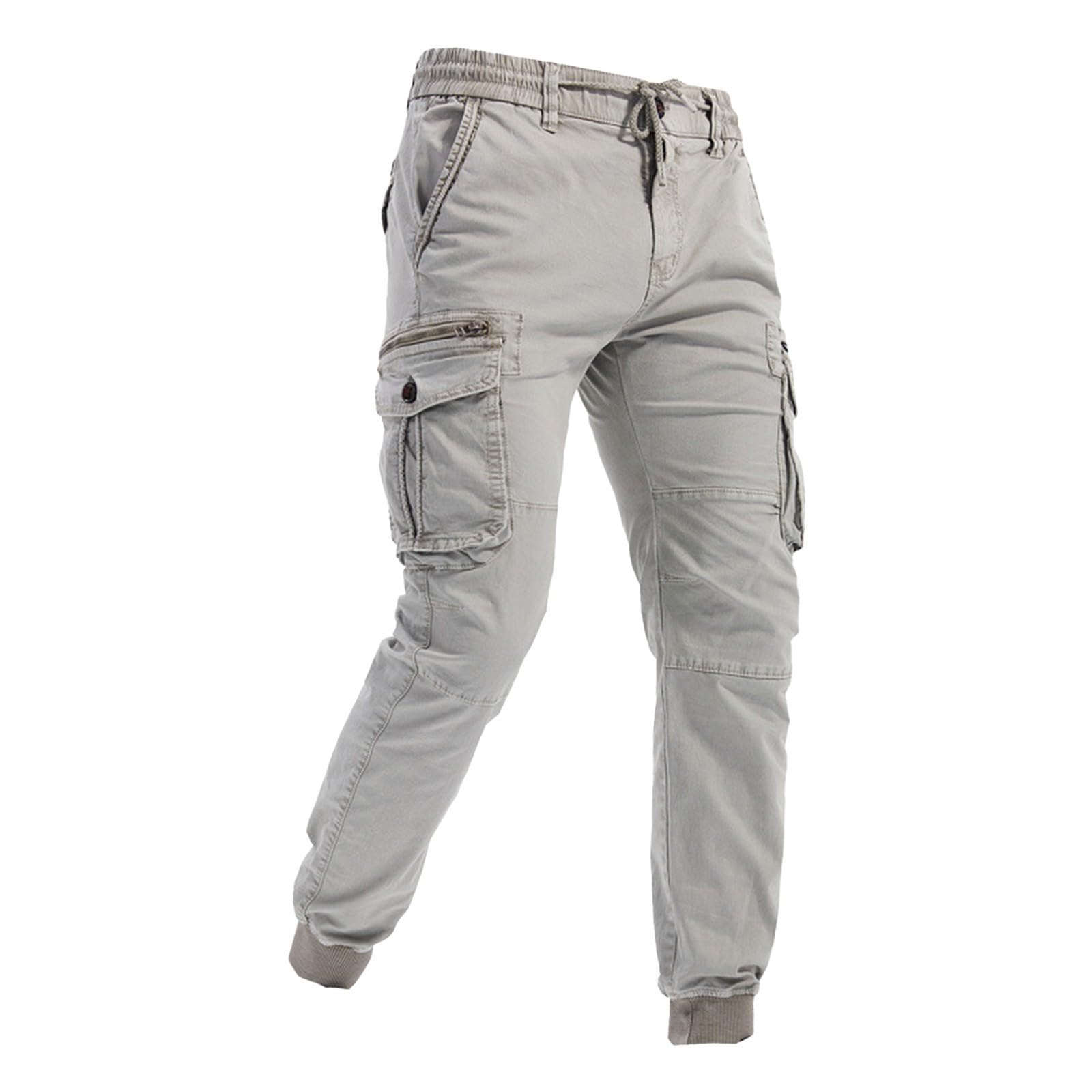 Męskie spodnie cargo ze stretchu, slim fit bawełniane spodnie robocze z wieloma kieszeniami, lekkie, trwałe spodnie robocze na zewnątrz, wędrówki lub na co dzień