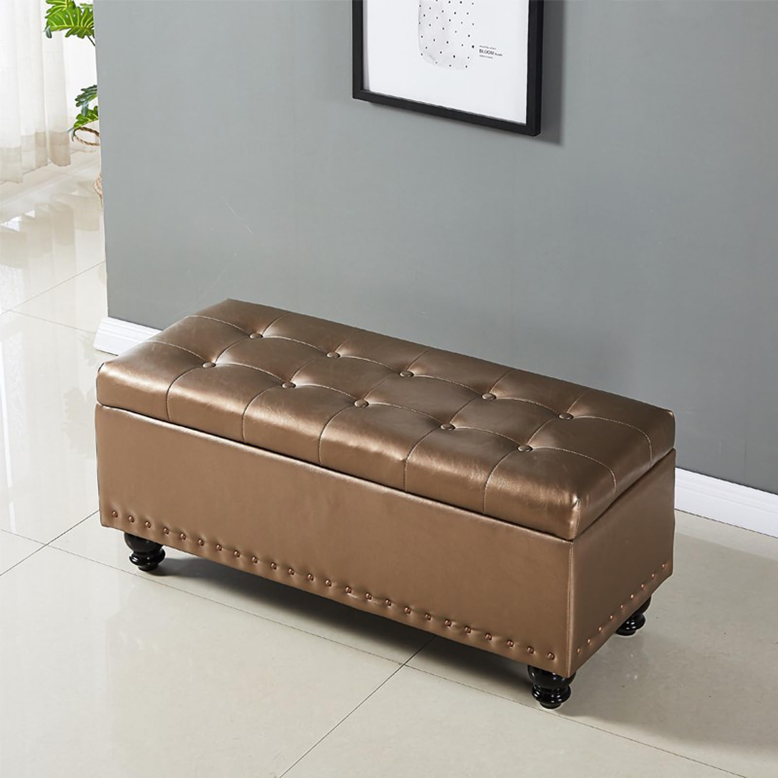 Organisateur de vestiaire élégant avec grand coffre rembourré design