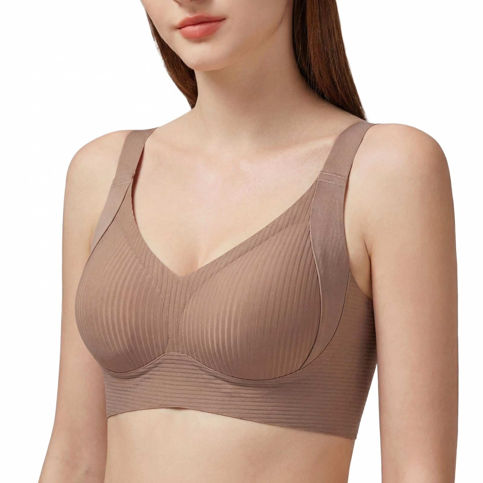 afylln Bra that Makes Your Breasts Look Smaller (Improved Training for Mammary Glands), W-shaped Soft Support, 6.1 inches (15.5 cm) Underarm Height, Non-Slip, Wireless, Seamless, For Day and Night-picture-36