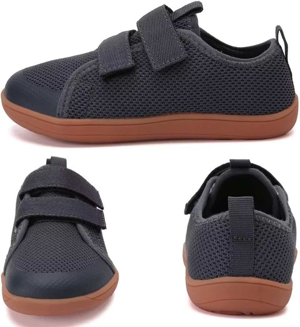WateLves Toddler Little Kid Wide Barefoot The First Walking Shoes Girls Boys Breathable Lightweight Splay Naturally Minimalist Sneakers(Dark Grey23) - Image 2